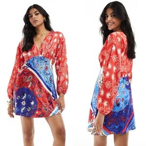 Never Fully Dressed | Bandana Print Balloon Sleeve Mini Dress Women’s 6